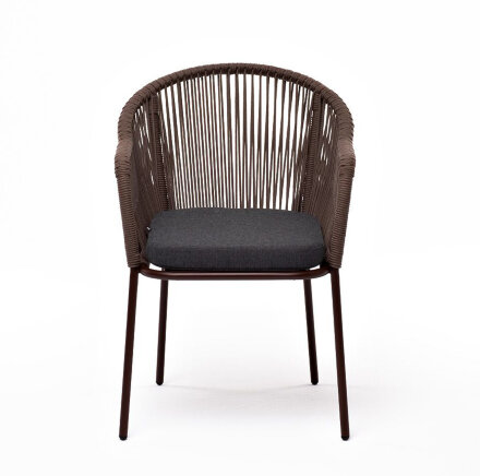 Плетеный стул из роупа Лион коричневый, ткань темно-серая в Самаре 