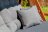 Садовые качели Lyon из массива сосны с серыми подушками в Самаре 