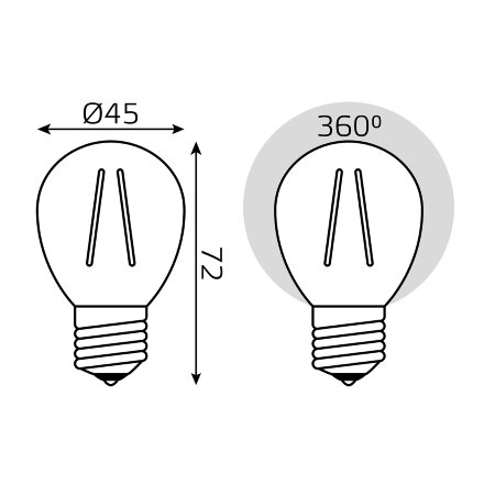Лампа Gauss LED Filament Шар E27 9W 680lm 2700K 1/10/50 в Самаре 