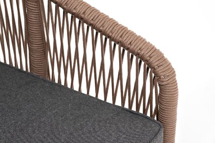 Кресло плетеное из роупа Канны, серо-коричневое с белым каркасом в Самаре 