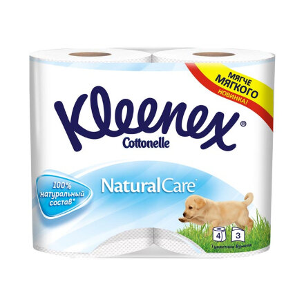 Туалетная бумага трехслойная Kleenex Natural Care 4 рулона в Самаре 
