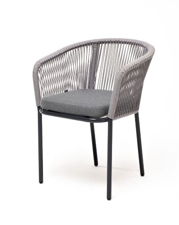 Плетеный стул из роупа Марсель серый, черный каркас в Самаре 