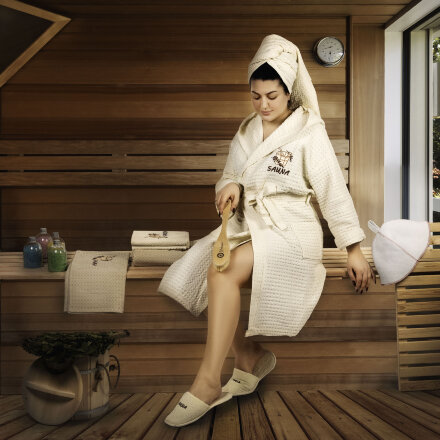 Полотенце вафельное Asil sauna beige 150x200 в Самаре 