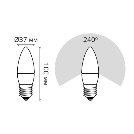 Лампа Gauss LED Свеча E27 9.5W 950lm 4100К 1/10/50 в Самаре 