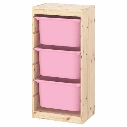 Ящик для хранения с контейнерами TROFAST 3Б розовый Икеа в Самаре 