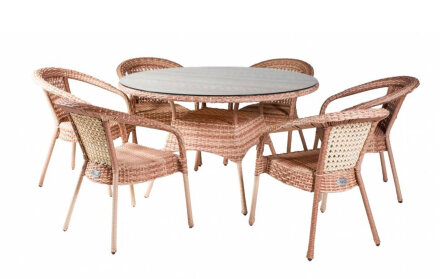 Комплект DECO 6 с круглым столом, светло-коричневый в Самаре 