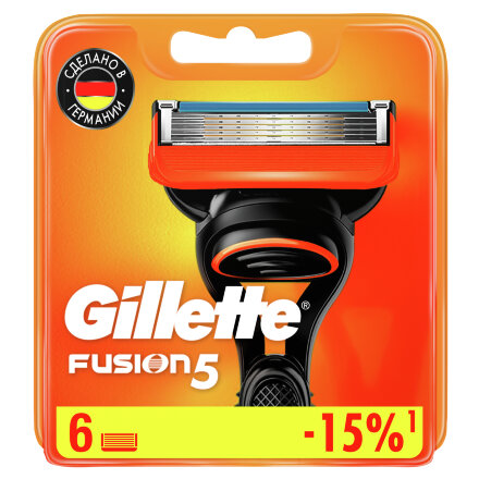 Сменные кассеты для мужской бритвы Gillette Fusion5 Power, с 5 лезвиями, c точным триммером для труднодоступных мест, для гладкого бритья надолго, 6 шт в Самаре 