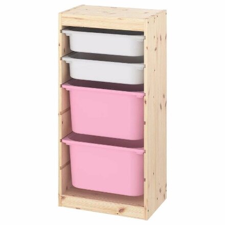 Ящик для хранения с контейнерами TROFAST 2М/2Б белый/розовый Икеа в Самаре 