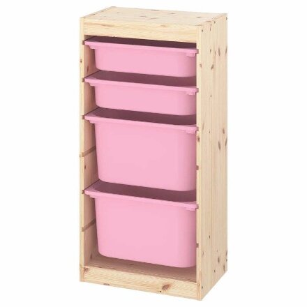 Ящик для хранения с контейнерами TROFAST 2М/2Б розовый Икеа в Самаре 