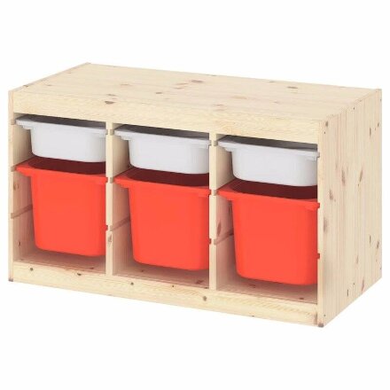Ящик для хранения с контейнерами TROFAST 3М/3Б белый/красный Икеа в Самаре 