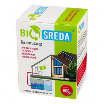 Биоактиватор Biosreda для всех видов септиков и автономных канализаций, 600 гр 24 пакета в Самаре 