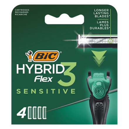 Сменные кассеты для бритвы BIC Hybrid 3 Flex Sensetive, мужские, 4 шт в Самаре 