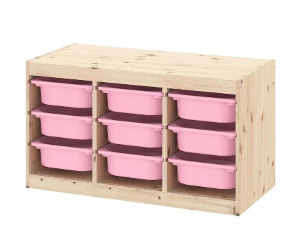 Ящик для хранения с контейнерами TROFAST 9М розовый Икеа в Самаре 