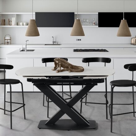 Стол-трансформер City Furniture белый с чёрным 133х133х75 см в Самаре 