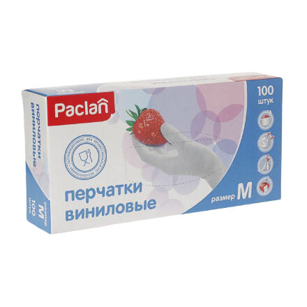 Перчатки Paclan виниловые M 100 шт в Самаре 