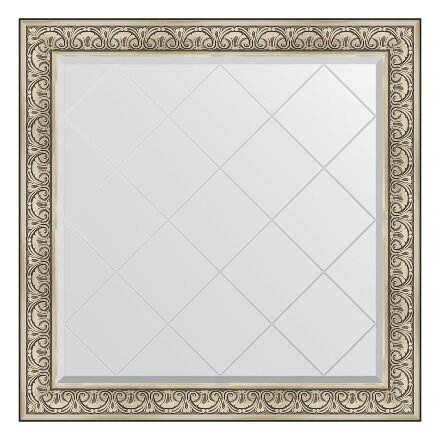 Зеркало с гравировкой в багетной раме Evoform барокко серебро 106 мм 110x110 см в Самаре 