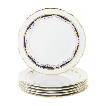 Набор тарелок мелких Thun Мария Луиза синий декор 25 см 6 шт. в Самаре 