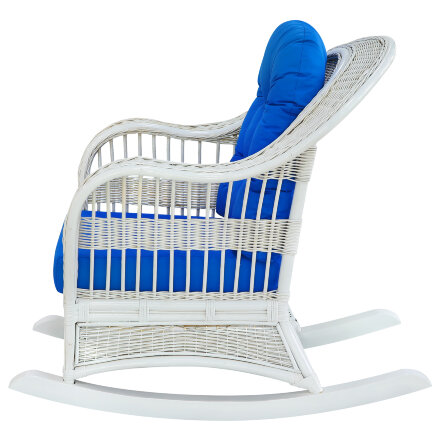 Кресло-качалка Rattan grand white с подушками в Самаре 
