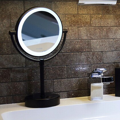 Зеркало с LED-подсветкой двухстороннее, стандартное и с 3-х кратным увеличением K-1005BLACK в Самаре 