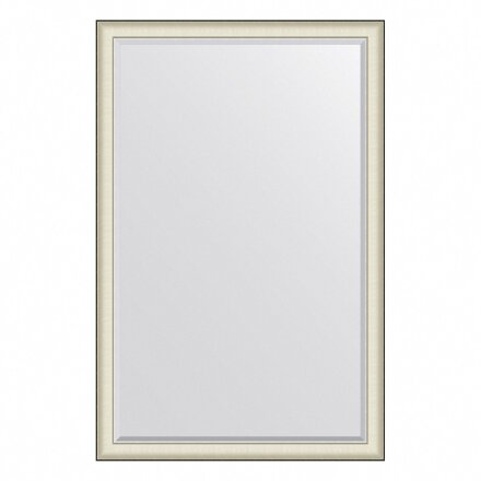 Зеркало с фацетом в багетной раме Evoform белая кожа с хромом 78 мм 114х174 см в Самаре 