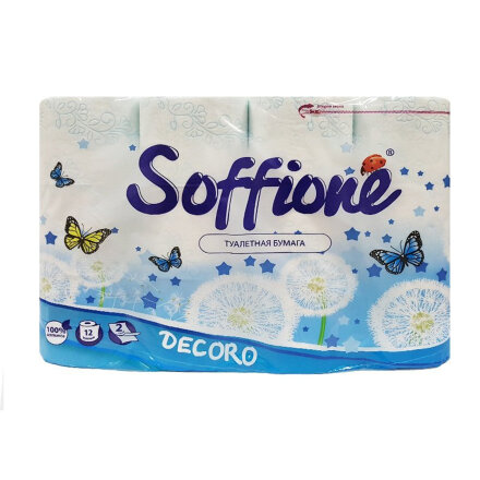 Туалетная бумага Soffione 2 слоя 12 рулонов голубой в Самаре 