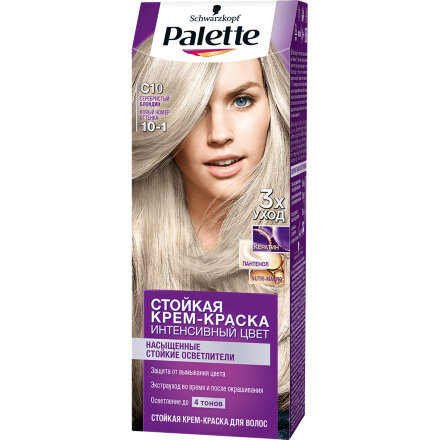 Крем-краска для волос Palette Интенсивный цвет 10-1, C10 Серебристый блондин 110 мл в Самаре 