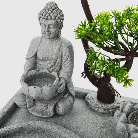 Фонтан настольный Win-Long сидящий Будда и бонсай 24,5х19,5х32 см в Самаре 